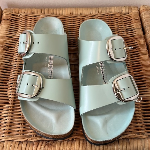 Birkenstock Arizona Big Buckle Natural Leather Patent Size 6 NEW - Picture 5 of 11